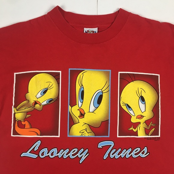 Vintage Looney Tunes Tweety Bird Graphic T-Shirt Red Cartoon 90s Warner Bros. - Picture 3 of 15